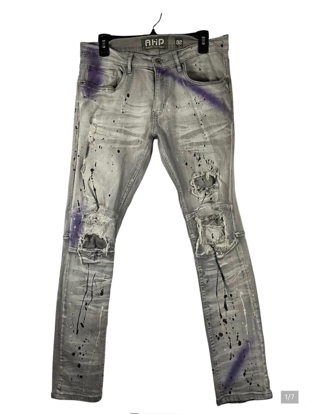 AHP Another Hype Piece Jeans Size 32 Distressed Paint Splattered Skinny Jeans